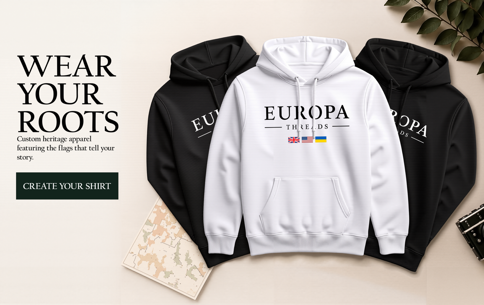Europa Threads | Heritage Multi-Flag Heavyweight Hoodie Pocket Tee